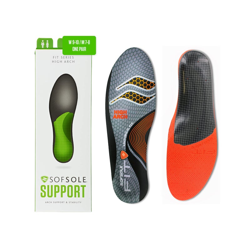 Sof Sole Women's High Arch Unisex FIT Support Insoles, Grey, Women's 9-10/Men's 7-8 - Image 1